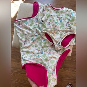 Dondolo mom swimsuit, Venus asymmetrical cut 1 piece with baby match REVERSIBLE